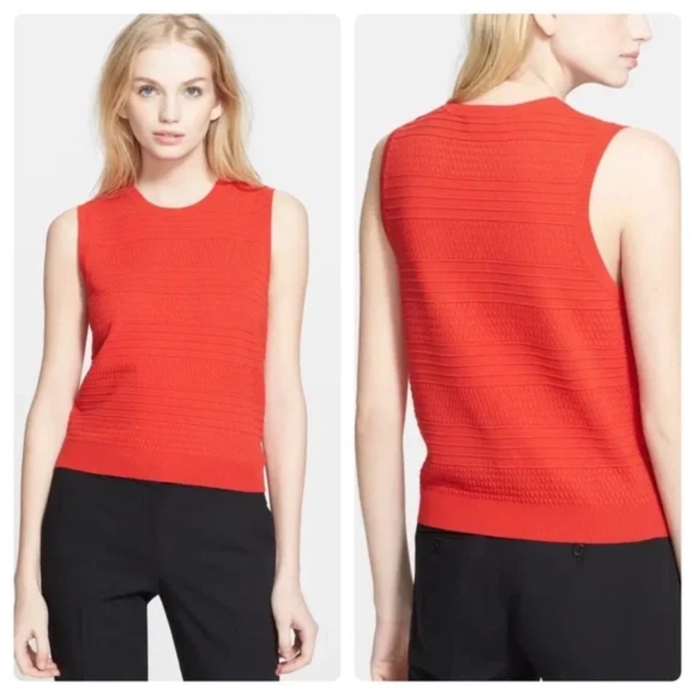 Theory JunJeen Prosecco Top Red Orange Knit Sleeveless